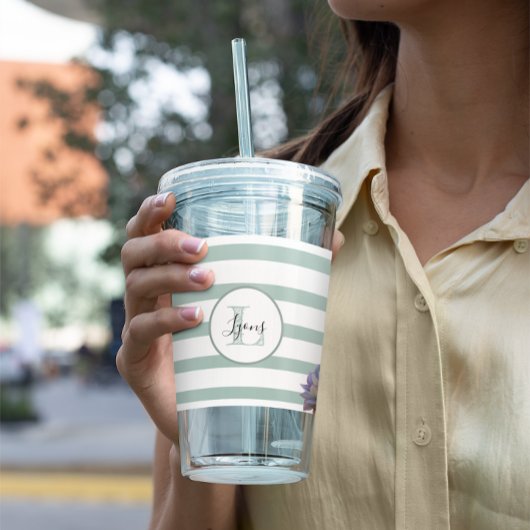 Verre En Acrylique Gris Gris et monogramme Succulent Personnalisé