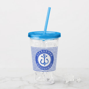Verre En Acrylique Groomsman - noce nautique de marine d'Ancre