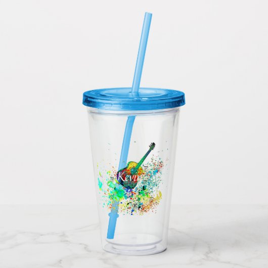 Verre En Acrylique Guitare et accords splatter personnalisé (Dos)