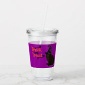 Verre En Acrylique Halloween Whimsical mignonne sorcière chat pourpre (Dos)