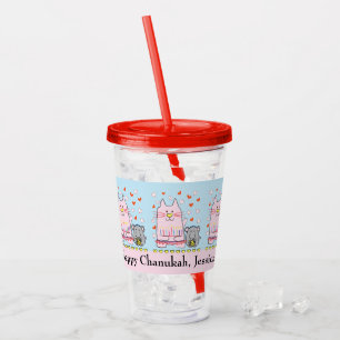 Verre En Acrylique Hanoukka heureuse pour les chats et les souris