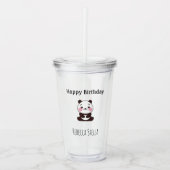 Verre En Acrylique Happy birthday cute panda bear yellow (Devant)