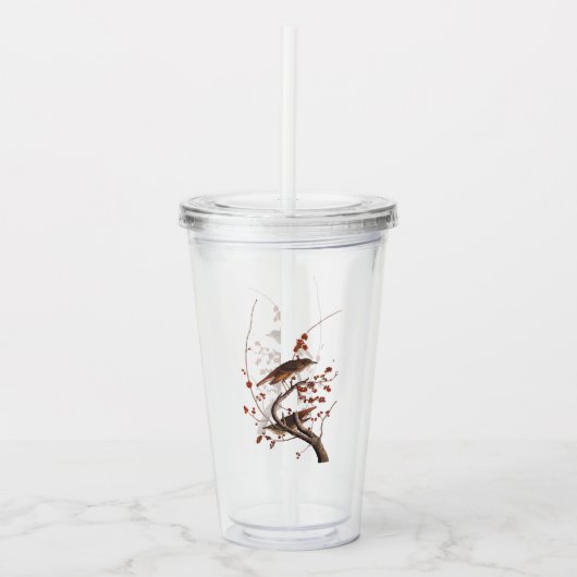 Verre En Acrylique Hermite Grive Audubon Oiseau aux baies rouges (Devant)