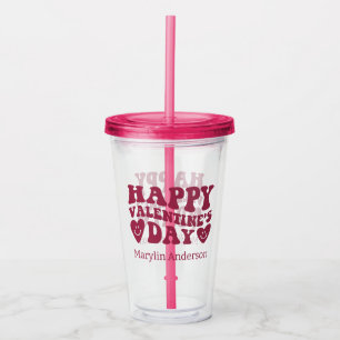 VERRE EN ACRYLIQUE HEUREUSE SAINTE-VALENTIN PINK PARTIES SCINTILLANT