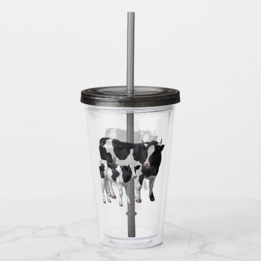 Verre En Acrylique Holstein Cow & Cute Calf (Devant)