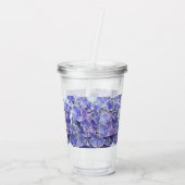 Verre En Acrylique Hydrangée Bleue avec Paruline Acrylique à bordure  (Dos)