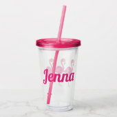 Verre En Acrylique Ile tropicale Flamant rose rose Oiseau Personnalis (Dos)