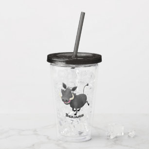Verre En Acrylique Illustration amusante d'un cochon de phacochère af