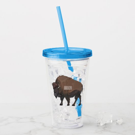 Verre En Acrylique Illustration de bison (Devant glace)