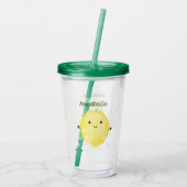 Verre En Acrylique Illustration de bulles de caricatures de citron mo (Dos)