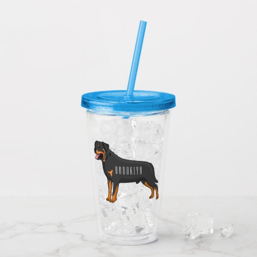 Verre En Acrylique Illustration de chien Rottweiler (Dos glace)