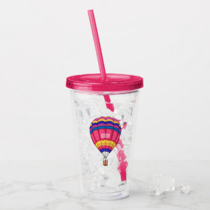 Verre En Acrylique Illustration de dessin animé de montgolfière