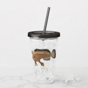 Verre En Acrylique Illustration de dessin animé de poisson-mains