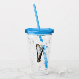 Verre En Acrylique Illustration de dessin animé sur la harpe