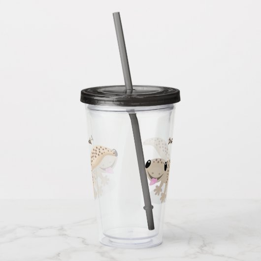 Verre En Acrylique Illustration de gecko tan tan mignon (Gauche)