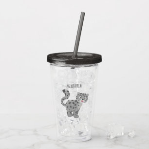 Verre En Acrylique Illustration de mignon léopard des neiges