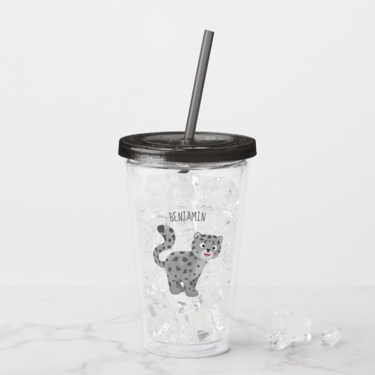 Verre En Acrylique Illustration de mignon léopard des neiges (Dos glace)