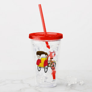 Verre En Acrylique Illustration de pousse-pousse pédicab