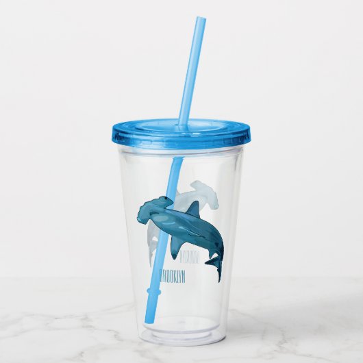 Verre En Acrylique Illustration de requin marteau (Dos)