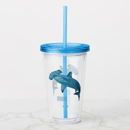 Verre En Acrylique Illustration de requin marteau (Devant)