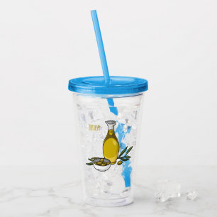Verre En Acrylique Illustration d'huile d'olive