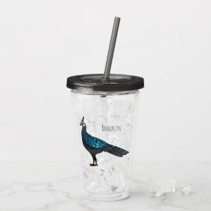 Verre En Acrylique Illustration d'oiseau de faisan paon de Palawan