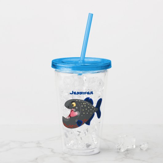 Verre En Acrylique Illustration drôle de piranha affamée (Dos glace)