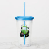 Verre En Acrylique Illustration du joli joyeux tracteur agricole vert (Devant)