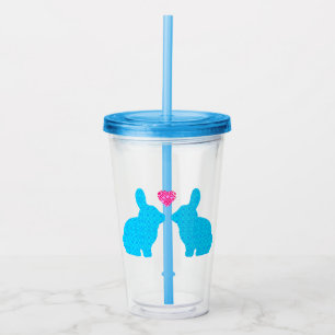Verre En Acrylique Illustration du lapin lapin bleu et rose