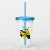 Verre En Acrylique Illustration d'une moto cyclable (Devant)