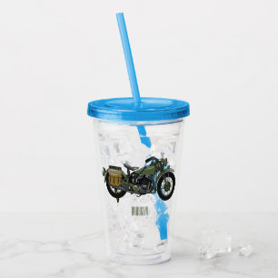 Verre En Acrylique Illustration d'une moto de croiseur militaire