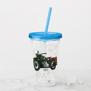 Verre En Acrylique Illustration d'une moto de croiseur militaire