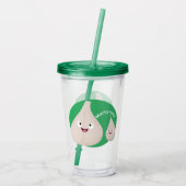 Verre En Acrylique Illustration végétale de caricature à l'ail mignon (Dos)