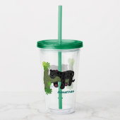 Verre En Acrylique Image de dessin animé de chat en panthère noire ja (Devant)