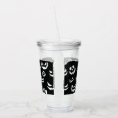 Verre En Acrylique Jack-o'-lantern face Citrouille noir et blanc (Gauche)