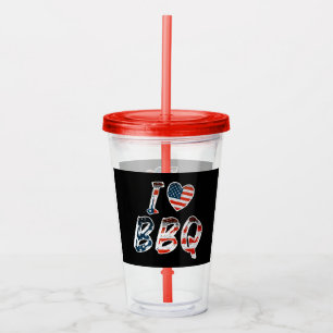Verre En Acrylique J'aime le barbecue, patriotique américain