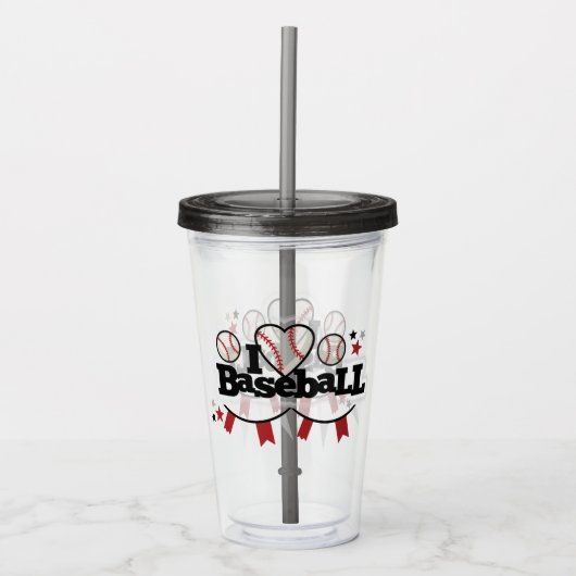 Verre En Acrylique J'Aime Le Baseball (Devant)