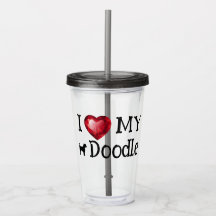 J'aime mon doodle Acrylique Tumbler 16 oz