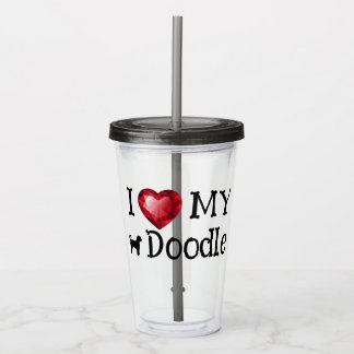 Verre En Acrylique J'aime mon doodle Acrylique Tumbler 16 oz
