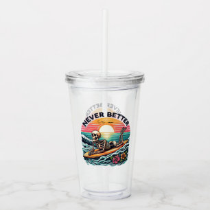 Verre En Acrylique Jamais mieux - Skeleton Surfing Sunset Wave Design