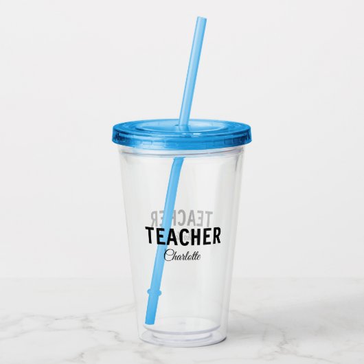 Verre En Acrylique Je suis enseignant école Collegeajouter votre nom (Dos)