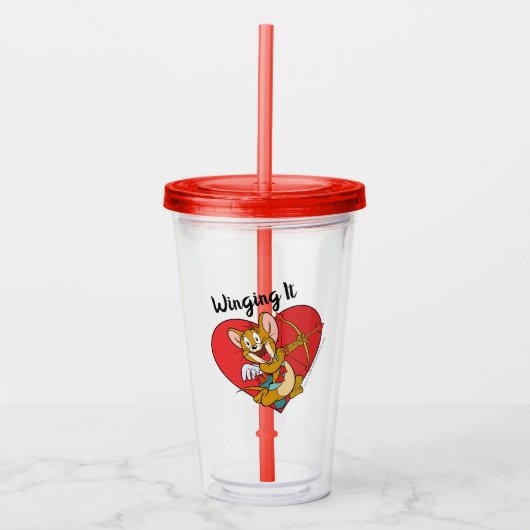 Verre En Acrylique Jerry Mouse habillée en Valentine Cupide (Devant)