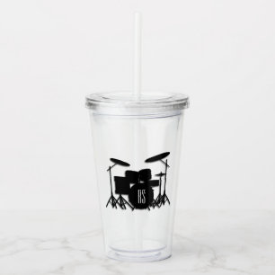 Verre En Acrylique Jeu de tambour Monogramme Argent