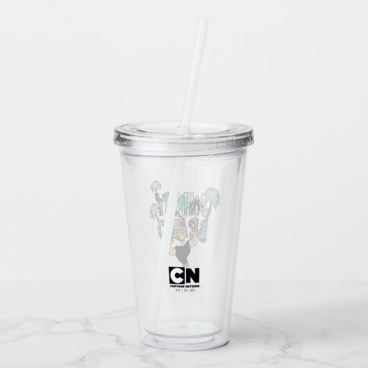 Verre En Acrylique Johnny Bravo Palm Tree Nom (Dos)