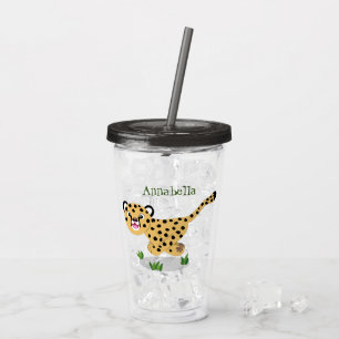 Verre En Acrylique Joli bébé guépard en cours de dessin animé illustr