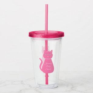 Verre En Acrylique Joli bébé rose fille chat Baby shower personnalisé