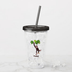 Verre En Acrylique Joli chimpanzé dans la jungle suspendu dessin anim