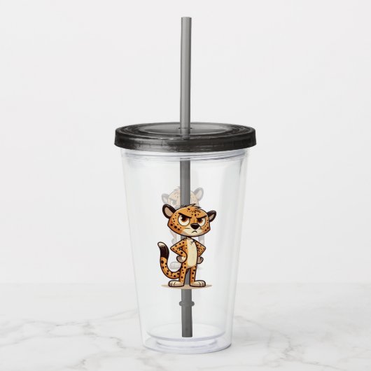 Verre En Acrylique joli guépard mécontent (Devant)