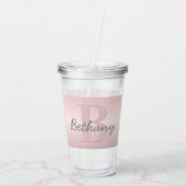 Verre En Acrylique Joli Monogramme rose personnalisable et votre nom  (Dos)