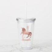 Verre En Acrylique Joli Rose Gold Unicorn Personnalisé Girly (Devant)
